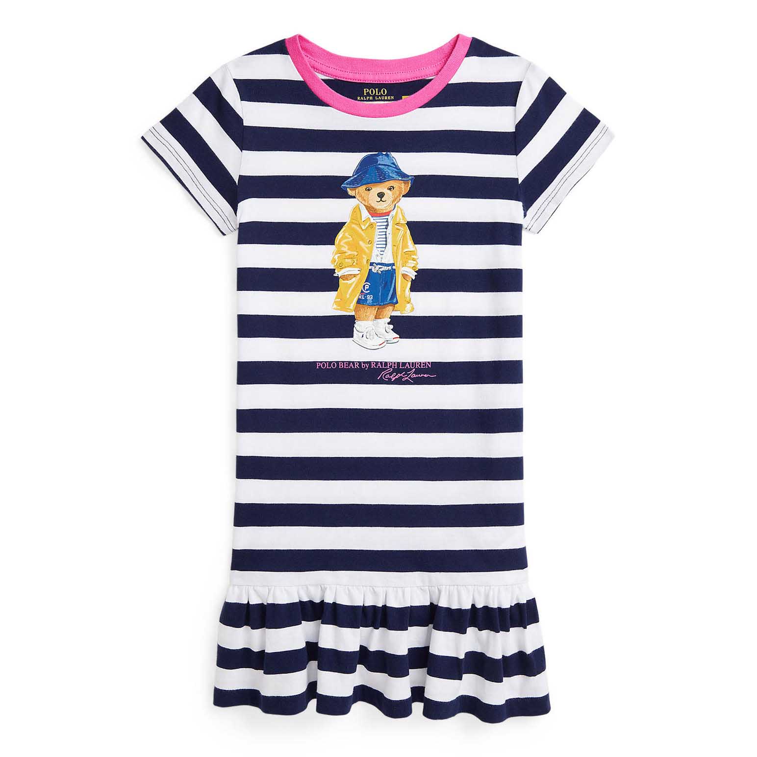 Ralph Lauren Striped Polo Bear Cotton Jersey Dress